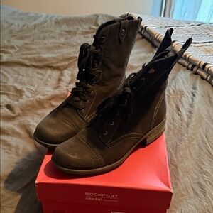 Rockport Women's Dark Gray Combat Boots